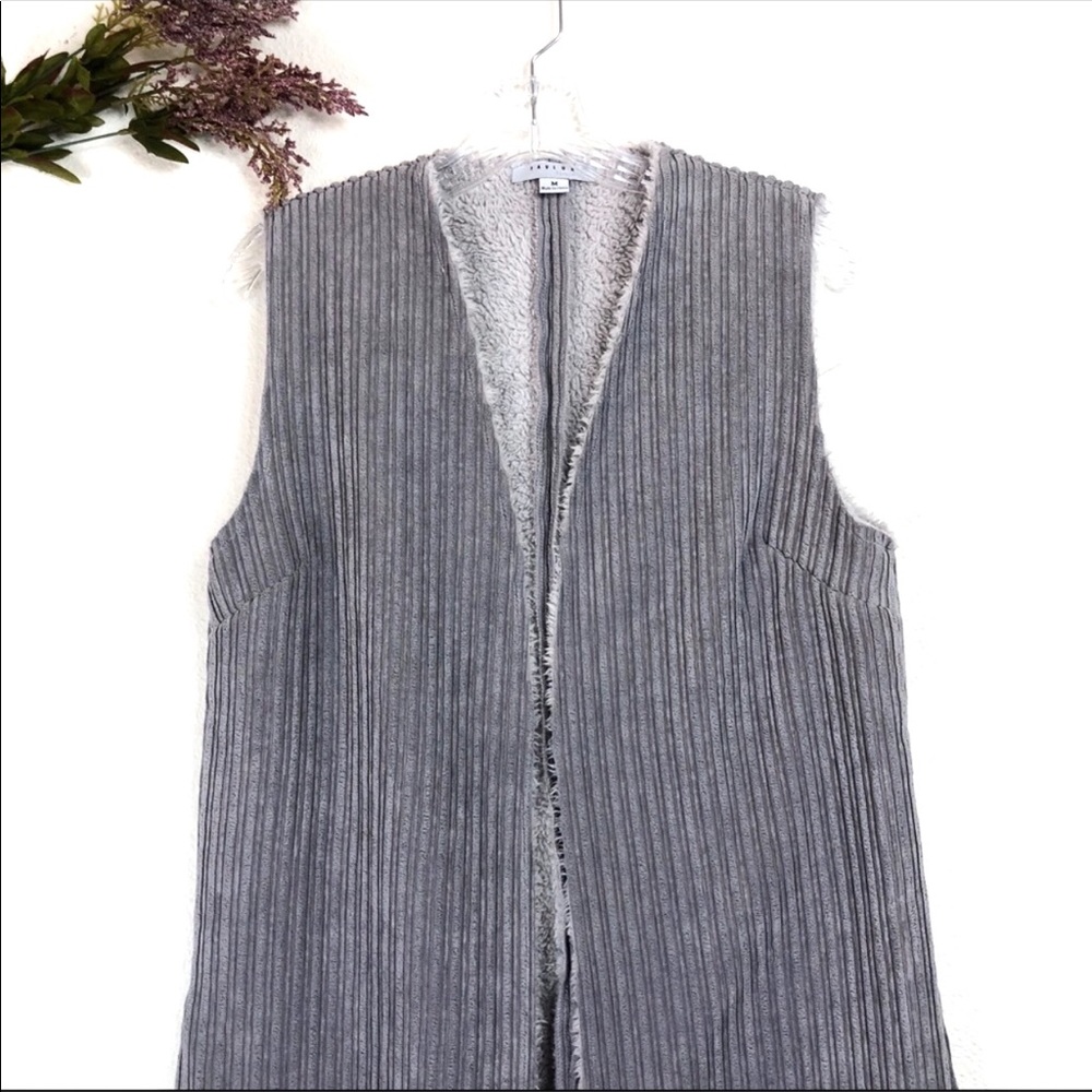 Lavender Corduroy Faux Shearling Open Cardigan M